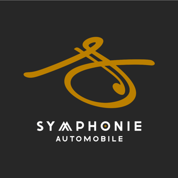 Logo combiné de Symphonie Automobile, représentant les lettres S et A dans une forme inspirée de la clé de sol.