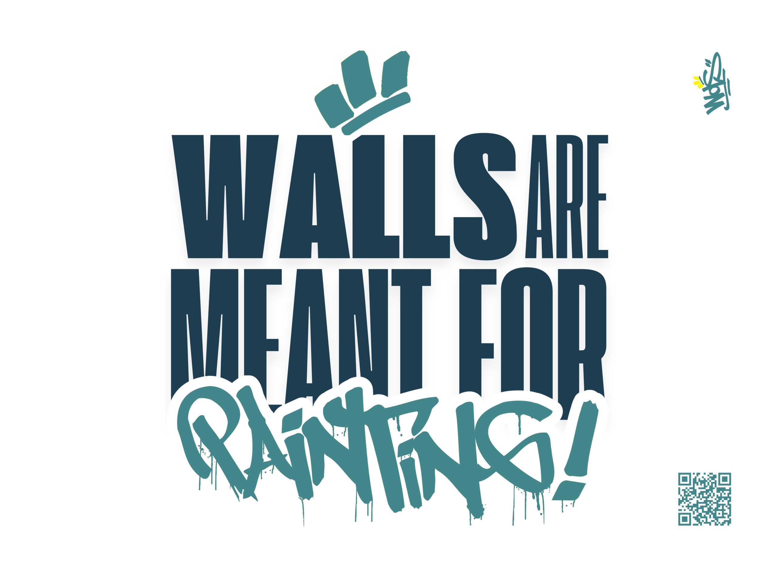 Sticker blanc WOLS avec slogan "Walls are meant for painting".