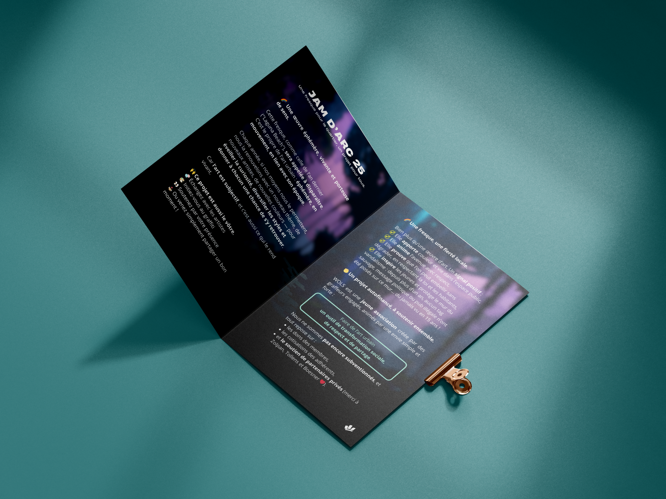 Dépliant WOLS Street Art pour l'événement JAM D’ARC 25 à Cenon.