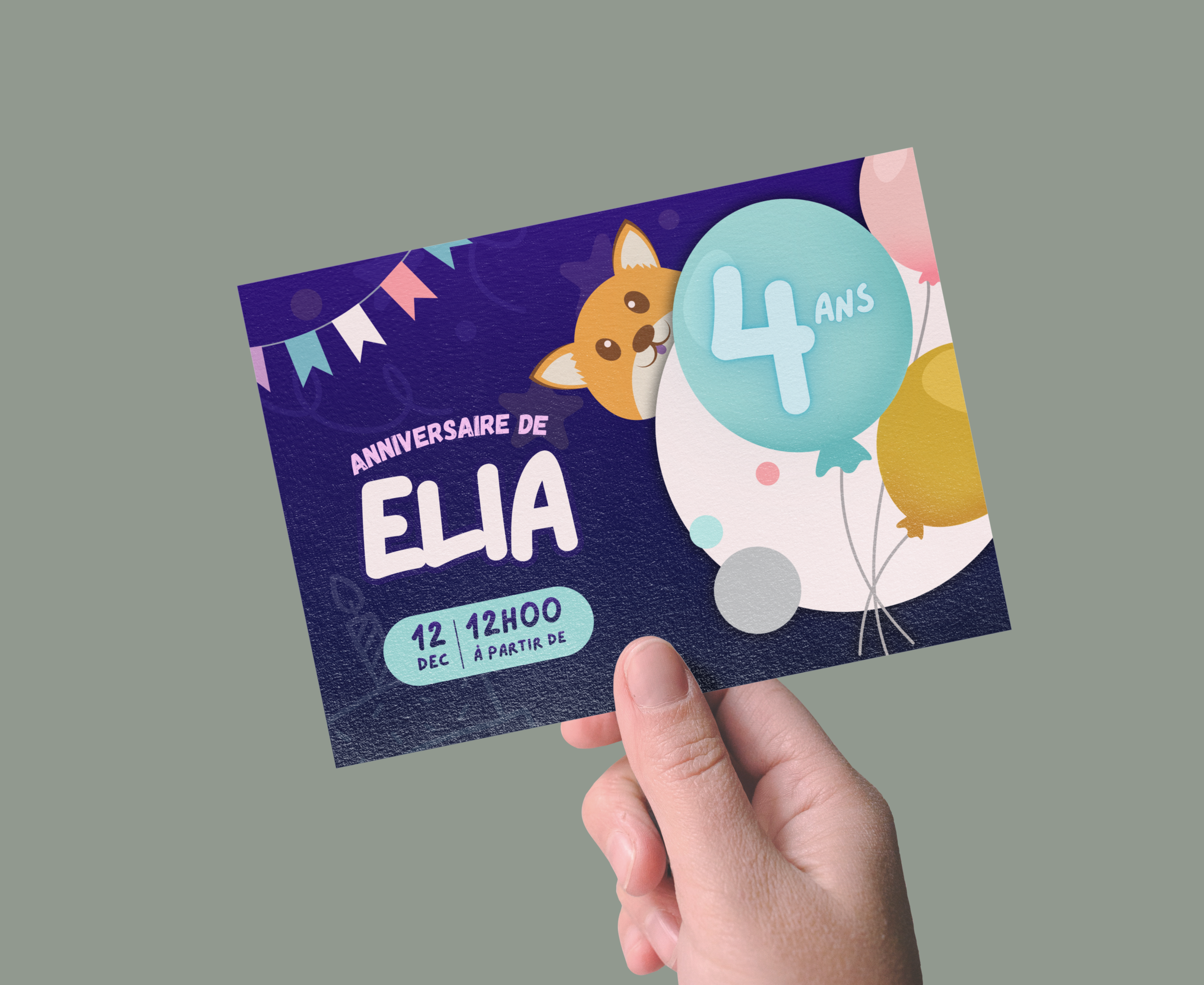 Carte d’invitation illustrée pour un anniversaire d’enfant – création graphique pour une fête colorée et ludique réalisée par vaen.